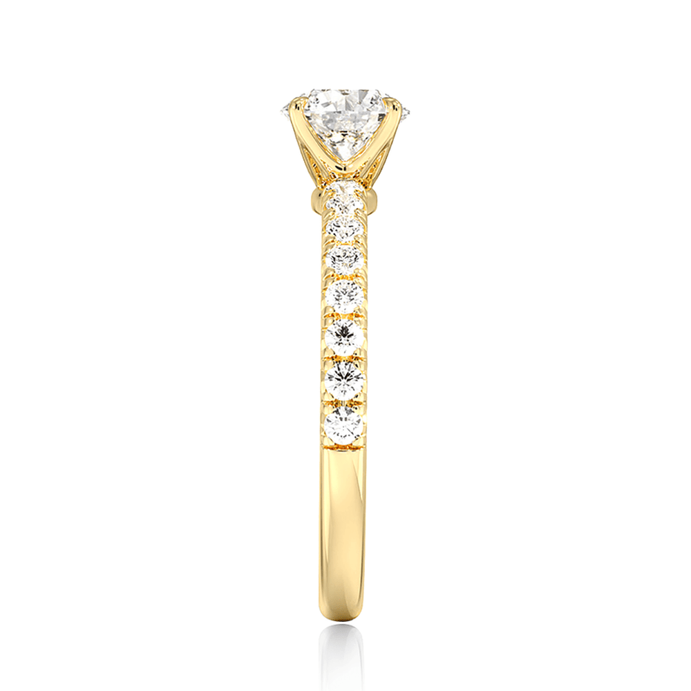 Accented Princess Cut Lab Grown Diamond Engagement Ring - TAYLOR KOM_10K Rose Gold