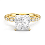 Accented Princess Cut Lab Grown Diamond Engagement Ring - TAYLOR KOM_10K Yellow Gold