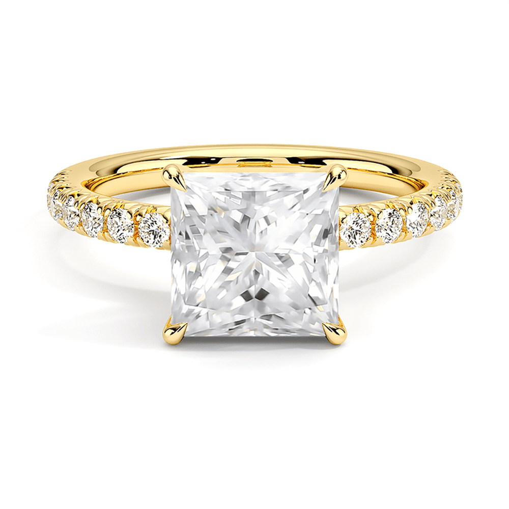 Accented Princess Cut Lab Grown Diamond Engagement Ring - TAYLOR KOM_10K Yellow Gold