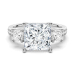 Accented Three Stone Princess Cut Lab Grown Diamond Engagement Ring - TAYLOR KOM_10K White Gold