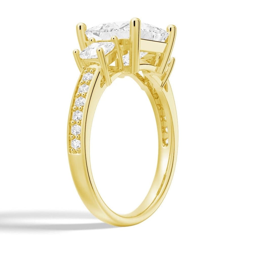 Accented Three Stone Princess Cut Lab Grown Diamond Engagement Ring - TAYLOR KOM_10K Rose Gold