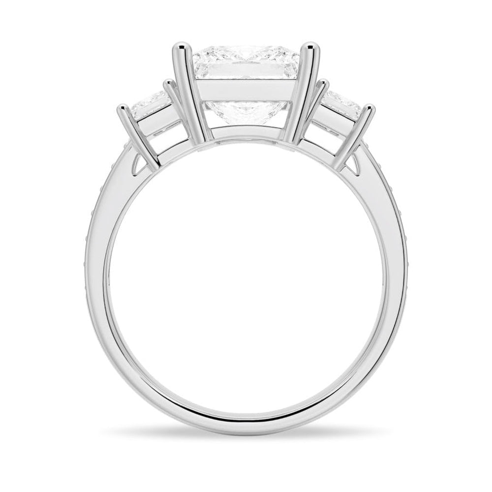 Accented Three Stone Princess Cut Lab Grown Diamond Engagement Ring - TAYLOR KOM_10K Rose Gold