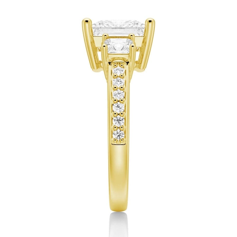 Accented Three Stone Princess Cut Lab Grown Diamond Engagement Ring - TAYLOR KOM_10K Rose Gold