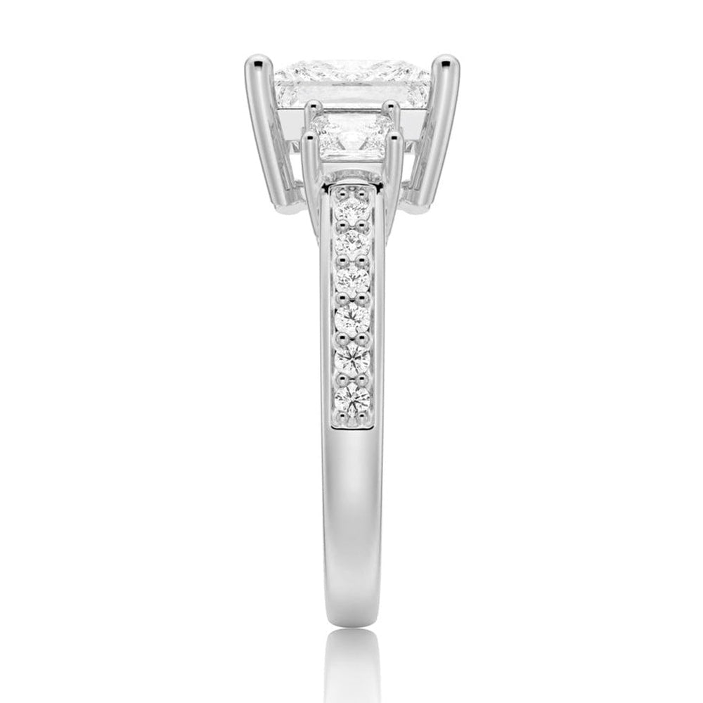 Accented Three Stone Princess Cut Lab Grown Diamond Engagement Ring - TAYLOR KOM_10K Rose Gold