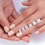 Accented Three Stone Princess Cut Lab Grown Diamond Engagement Ring - TAYLOR KOM_10K Rose Gold