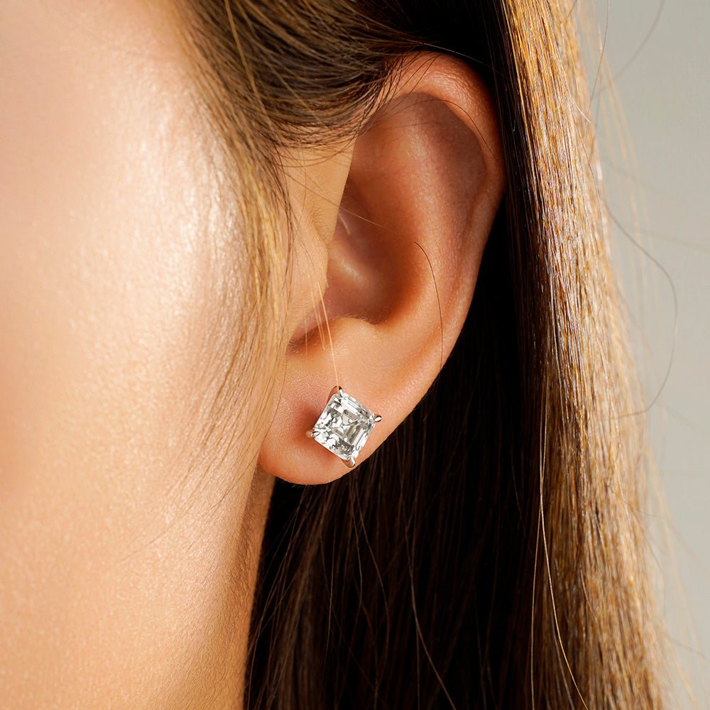 Asscher Cut Moissanite Earring Studs – TAYLOR KOM