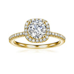 Brilliant Halo Round Cut Lab Grown Diamond Engagement Ring - TAYLOR KOM_10K Yellow Gold