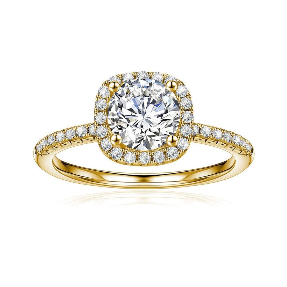 Brilliant Halo Round Cut Lab Grown Diamond Engagement Ring - TAYLOR KOM_10K Yellow Gold