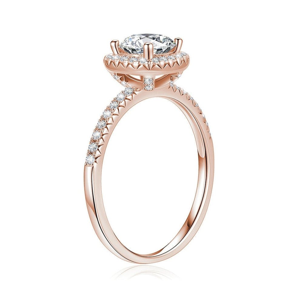Brilliant Halo Round Cut Lab Grown Diamond Engagement Ring - TAYLOR KOM_10K Rose Gold