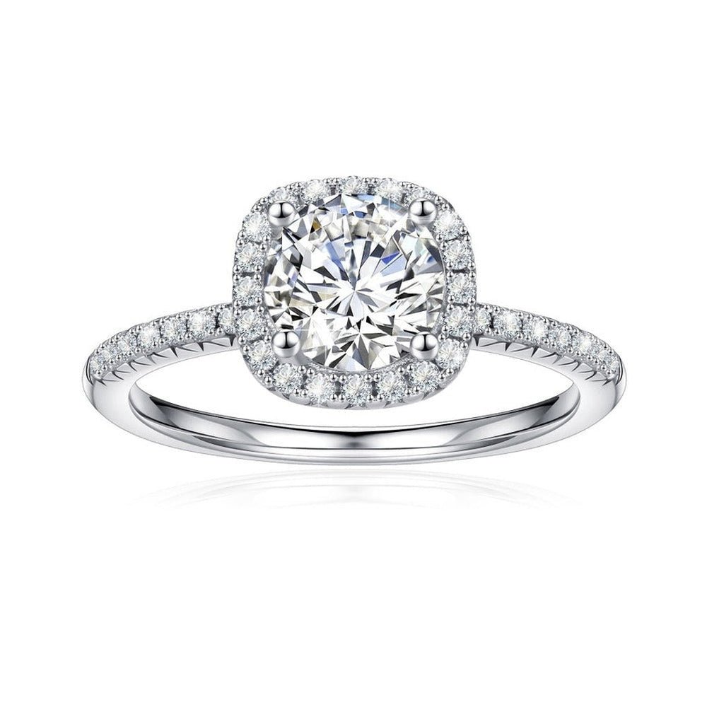 Brilliant Halo Round Cut Lab Grown Diamond Engagement Ring - TAYLOR KOM_10K White Gold