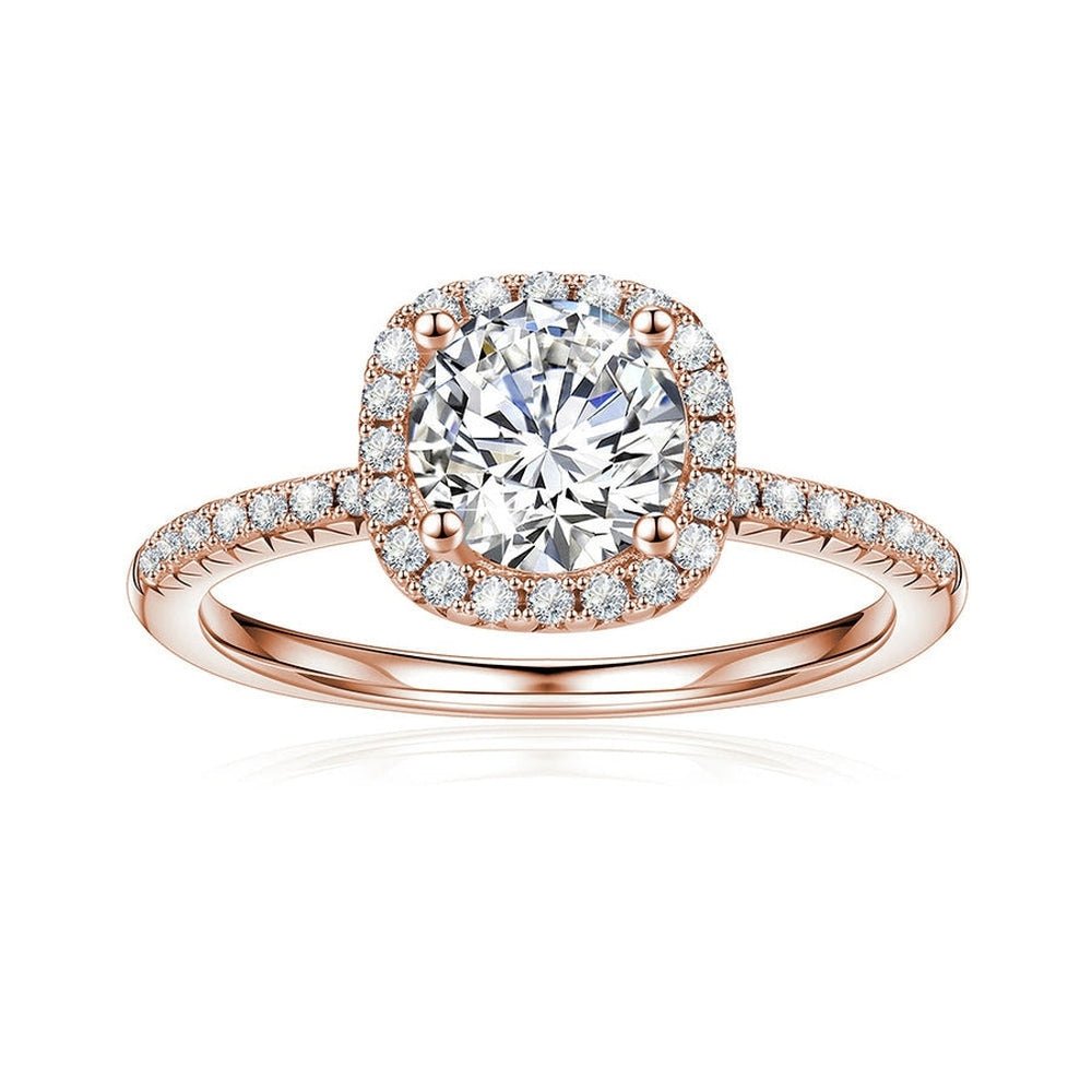 Brilliant Halo Round Cut Lab Grown Diamond Engagement Ring - TAYLOR KOM_10K Rose Gold