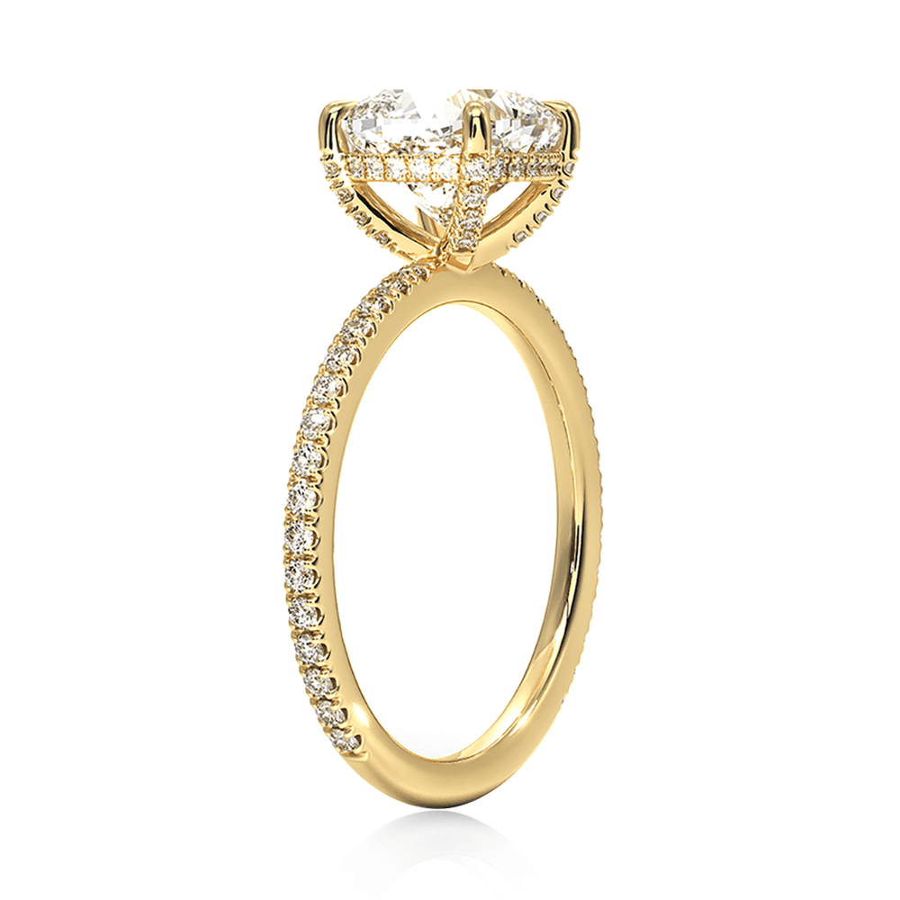 Classic Cushion Cut Lab Grown Diamond Engagement Ring With Hidden Halo - TAYLOR KOM_10K Rose Gold