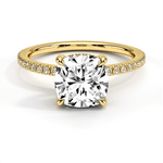 Classic Cushion Cut Lab Grown Diamond Engagement Ring With Hidden Halo - TAYLOR KOM_10K Yellow Gold