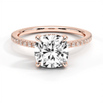 Classic Cushion Cut Lab Grown Diamond Engagement Ring With Hidden Halo - TAYLOR KOM_10K Rose Gold