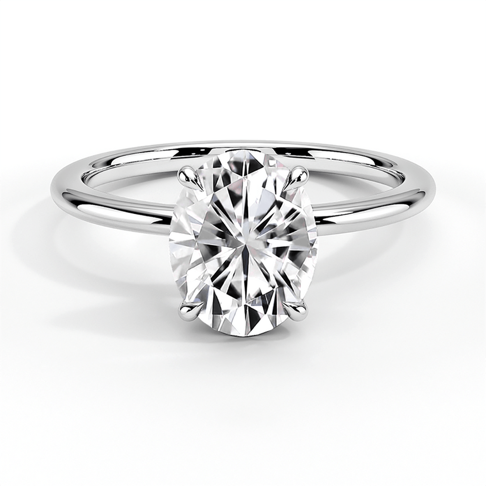 Classic Four - Prong Oval Cut Lab Grown Diamond Engagement Ring - TAYLOR KOM_10K White Gold