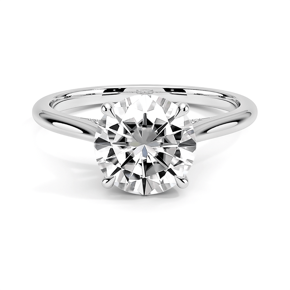 Classic Four - Prong Round Cut Lab Grown Diamond Engagement Ring With Hidden Halo - TAYLOR KOM_10K White Gold