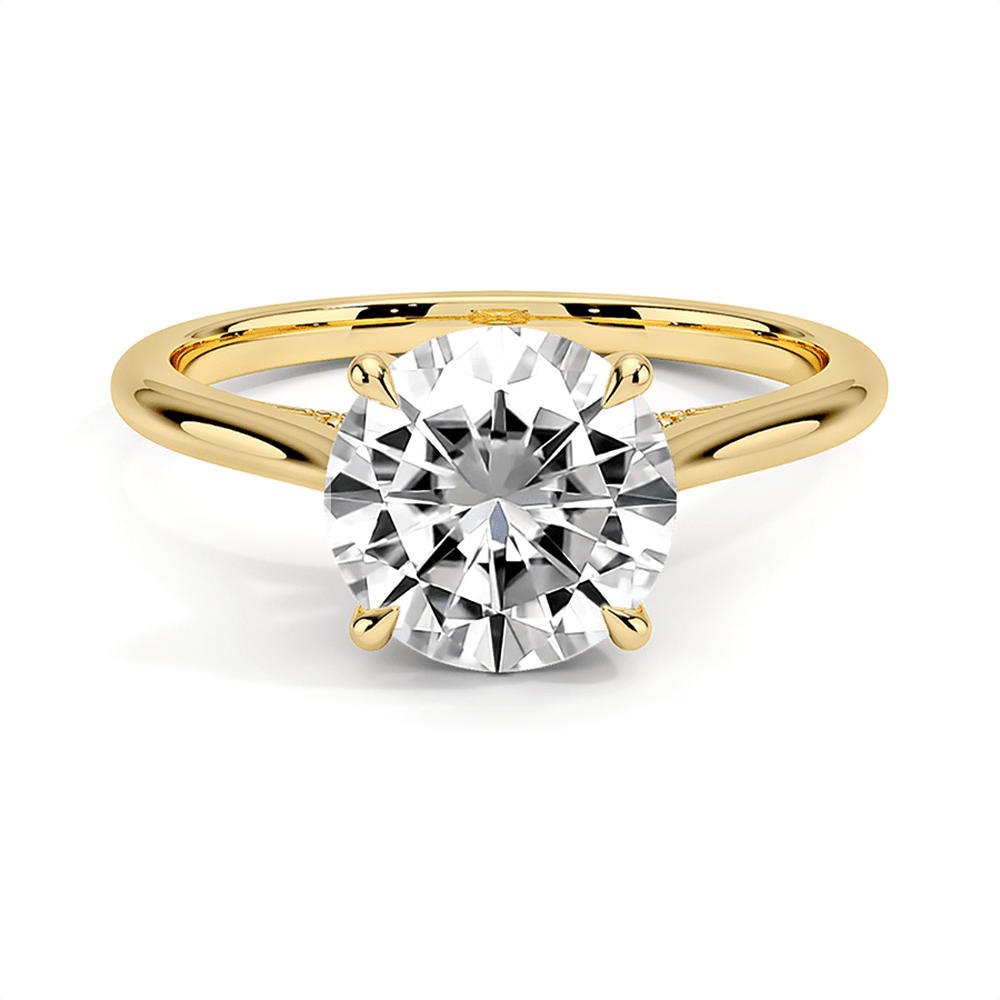 Classic Four - Prong Round Cut Lab Grown Diamond Engagement Ring With Hidden Halo - TAYLOR KOM_10K Yellow Gold