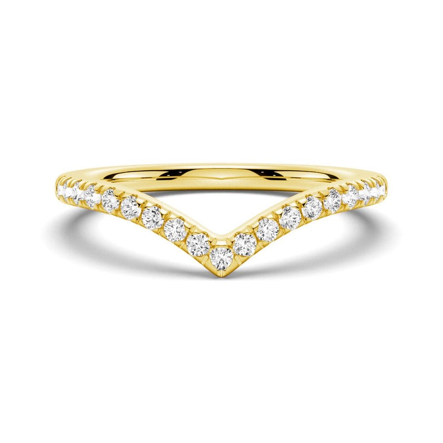 Curved V Moissanite Wedding Band - TAYLOR KOM_925 Sterling Silver
