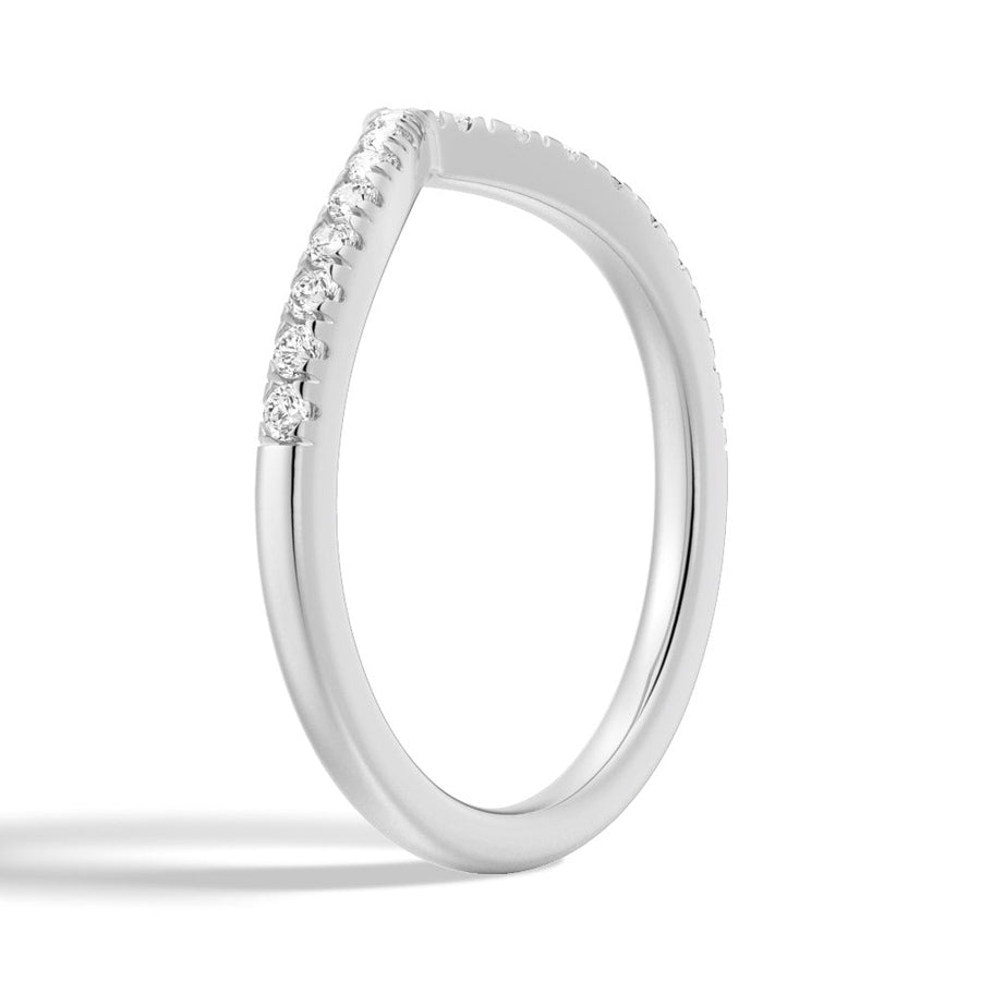 Curved V Moissanite Wedding Band - TAYLOR KOM_925 Sterling Silver