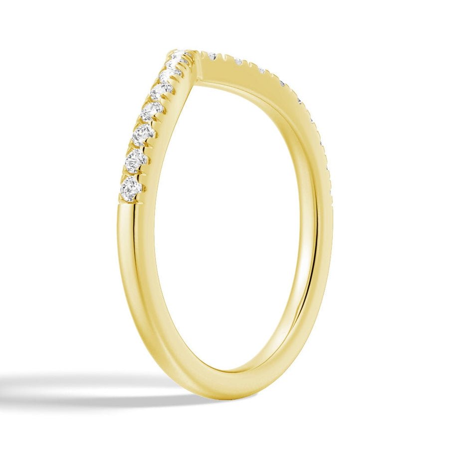 Curved V Moissanite Wedding Band - TAYLOR KOM_925 Sterling Silver