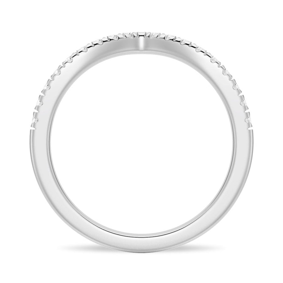 Curved V Moissanite Wedding Band - TAYLOR KOM_925 Sterling Silver