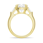 Cushion Cut Lab Grown Diamond Engagement Ring with Tapered Baguette Side Stones - TAYLOR KOM_10K Rose Gold