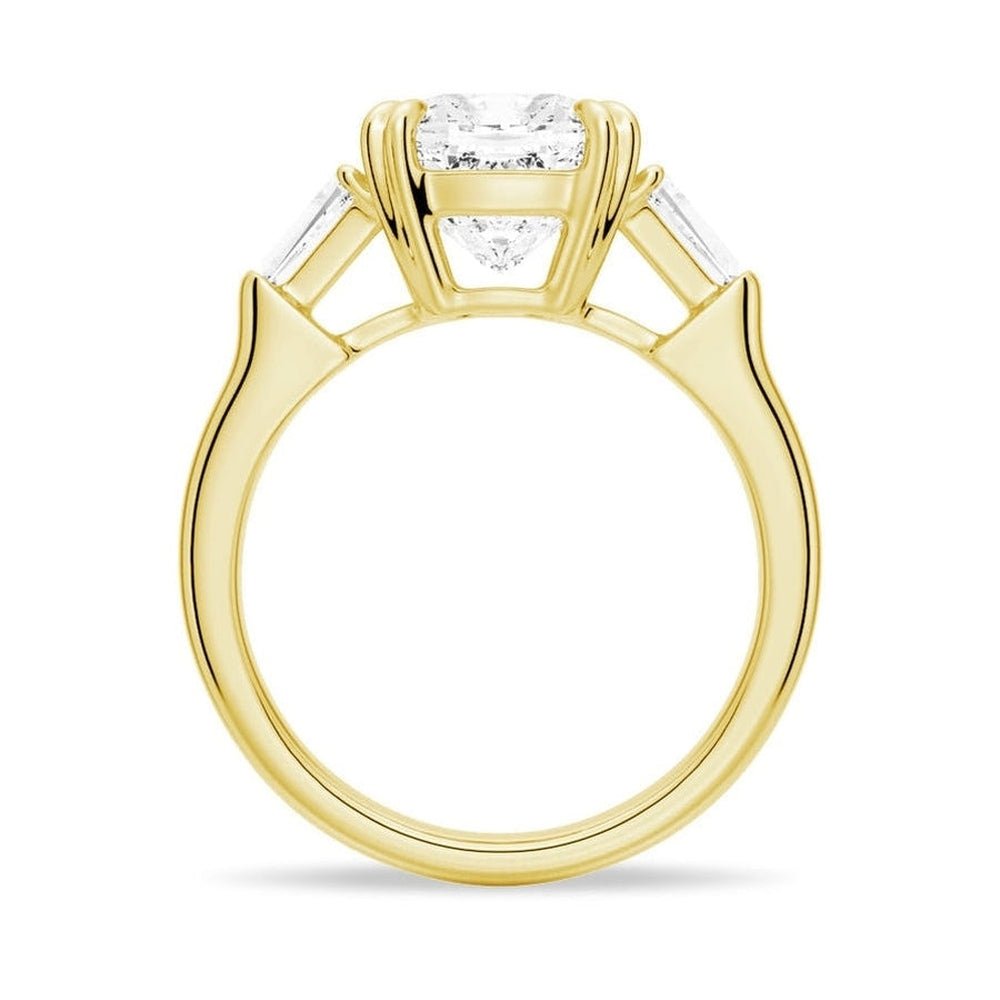 Cushion Cut Lab Grown Diamond Engagement Ring with Tapered Baguette Side Stones - TAYLOR KOM_10K Rose Gold