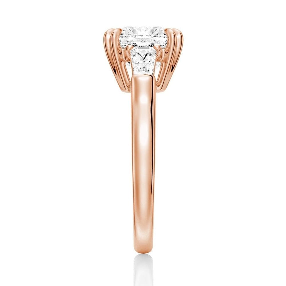 Cushion Cut Lab Grown Diamond Engagement Ring with Tapered Baguette Side Stones - TAYLOR KOM_10K Rose Gold