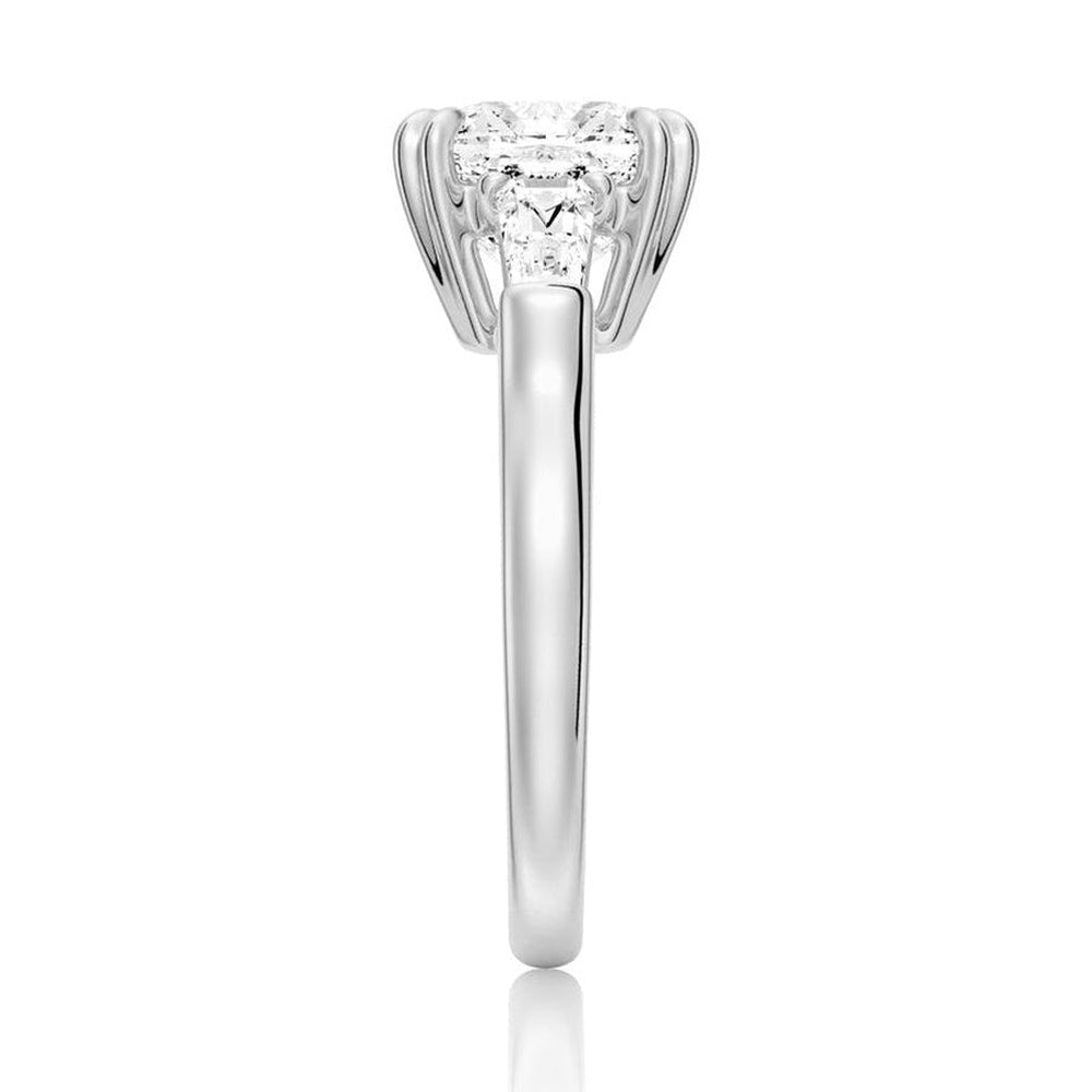 Cushion Cut Lab Grown Diamond Engagement Ring with Tapered Baguette Side Stones - TAYLOR KOM_10K Rose Gold