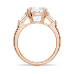 Cushion Cut Lab Grown Diamond Engagement Ring with Tapered Baguette Side Stones - TAYLOR KOM_10K Rose Gold