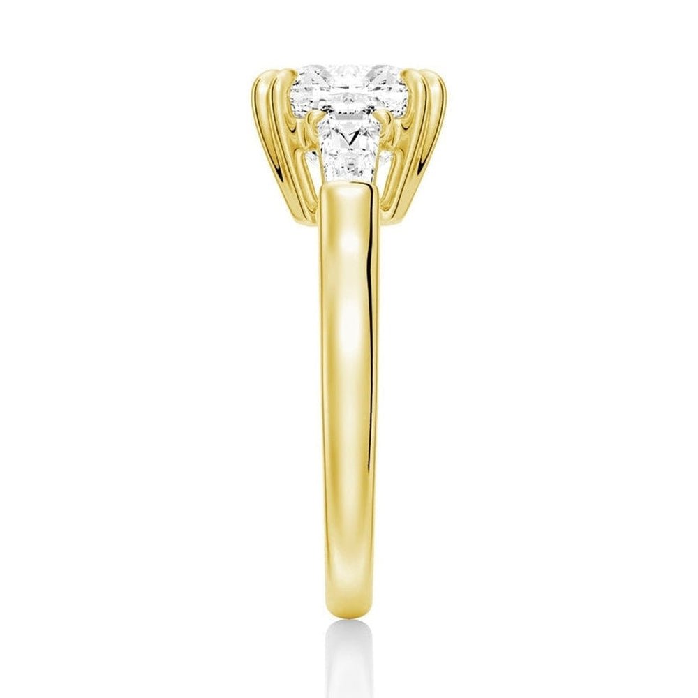 Cushion Cut Lab Grown Diamond Engagement Ring with Tapered Baguette Side Stones - TAYLOR KOM_10K Rose Gold