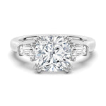 Cushion Cut Lab Grown Diamond Engagement Ring with Tapered Baguette Side Stones - TAYLOR KOM_10K White Gold