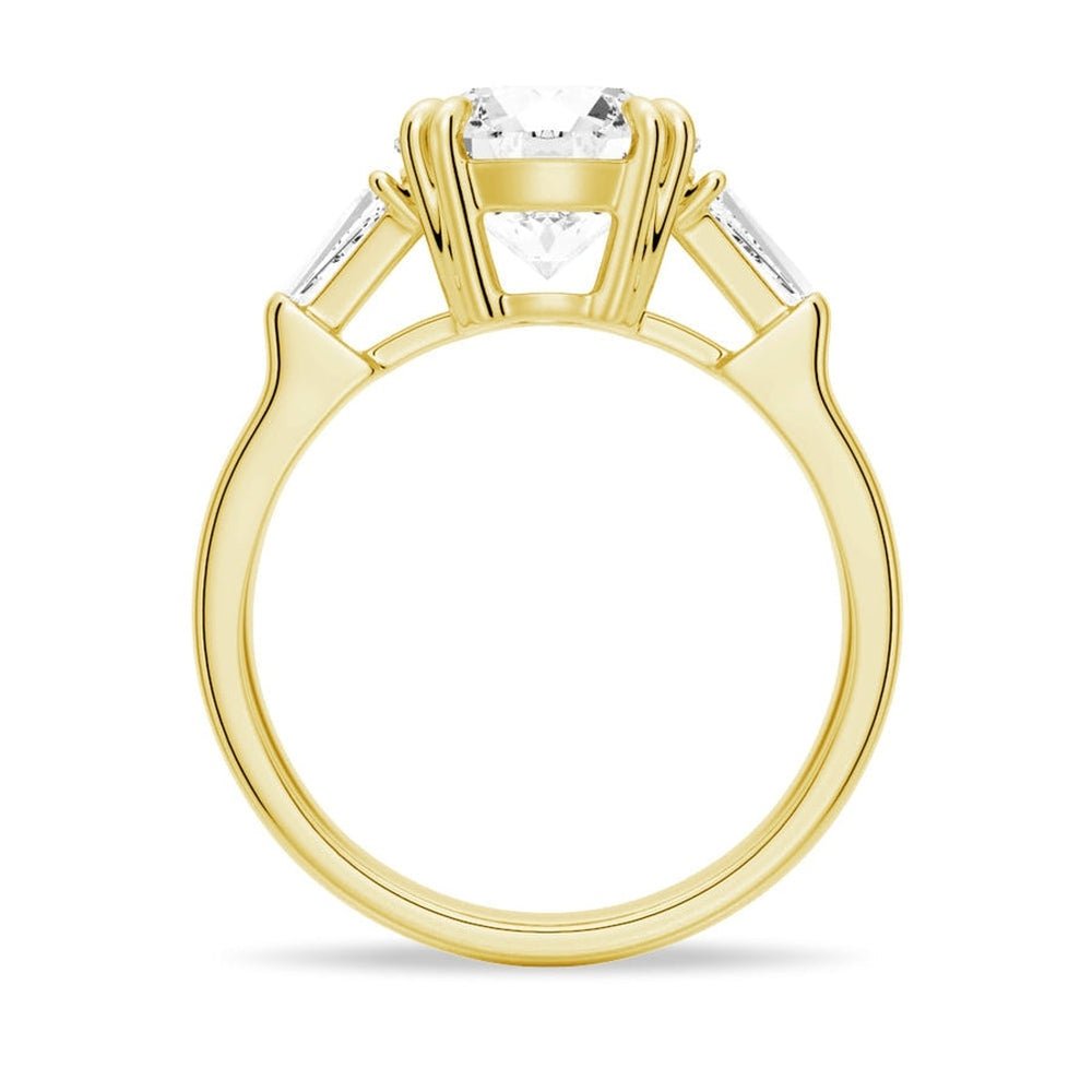 Double Prong Lab Grown Diamond Engagement Ring with Tapered Baguette Stones - TAYLOR KOM_10K Rose Gold