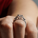Double Prong Lab Grown Diamond Engagement Ring with Tapered Baguette Stones - TAYLOR KOM_10K Rose Gold