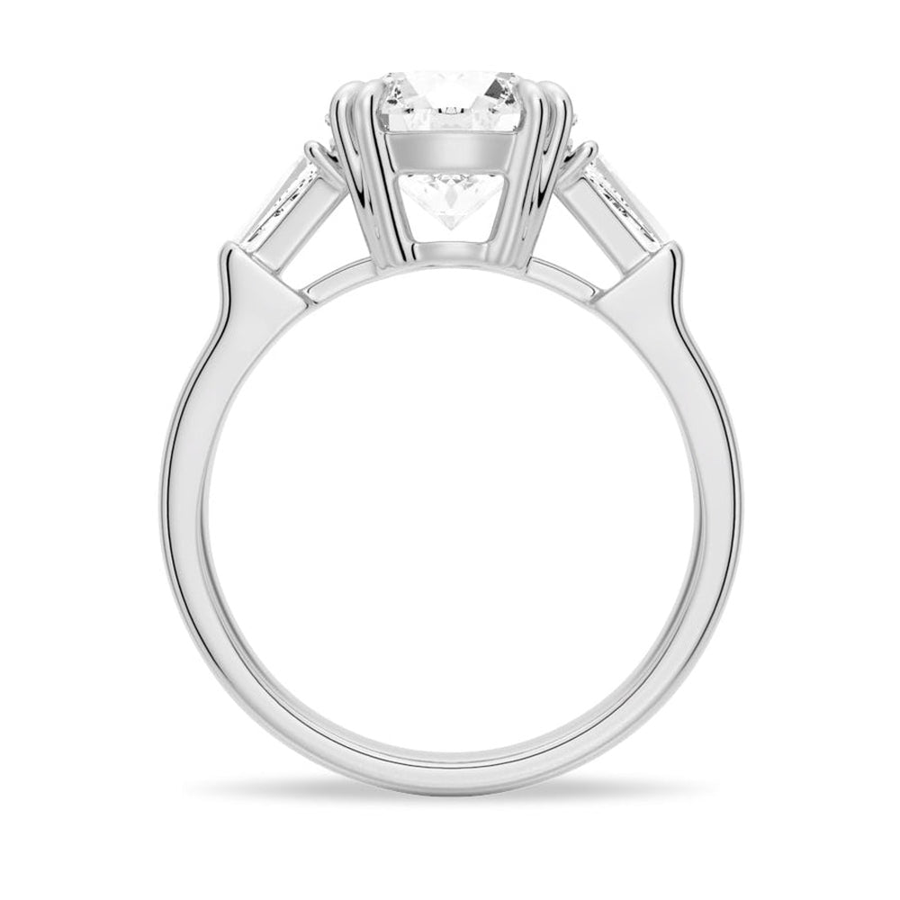 Double Prong Lab Grown Diamond Engagement Ring with Tapered Baguette Stones - TAYLOR KOM_10K Rose Gold