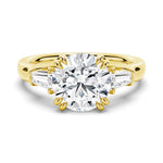 Double Prong Lab Grown Diamond Engagement Ring with Tapered Baguette Stones - TAYLOR KOM_10K Yellow Gold