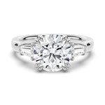 Double Prong Lab Grown Diamond Engagement Ring with Tapered Baguette Stones - TAYLOR KOM_10K White Gold