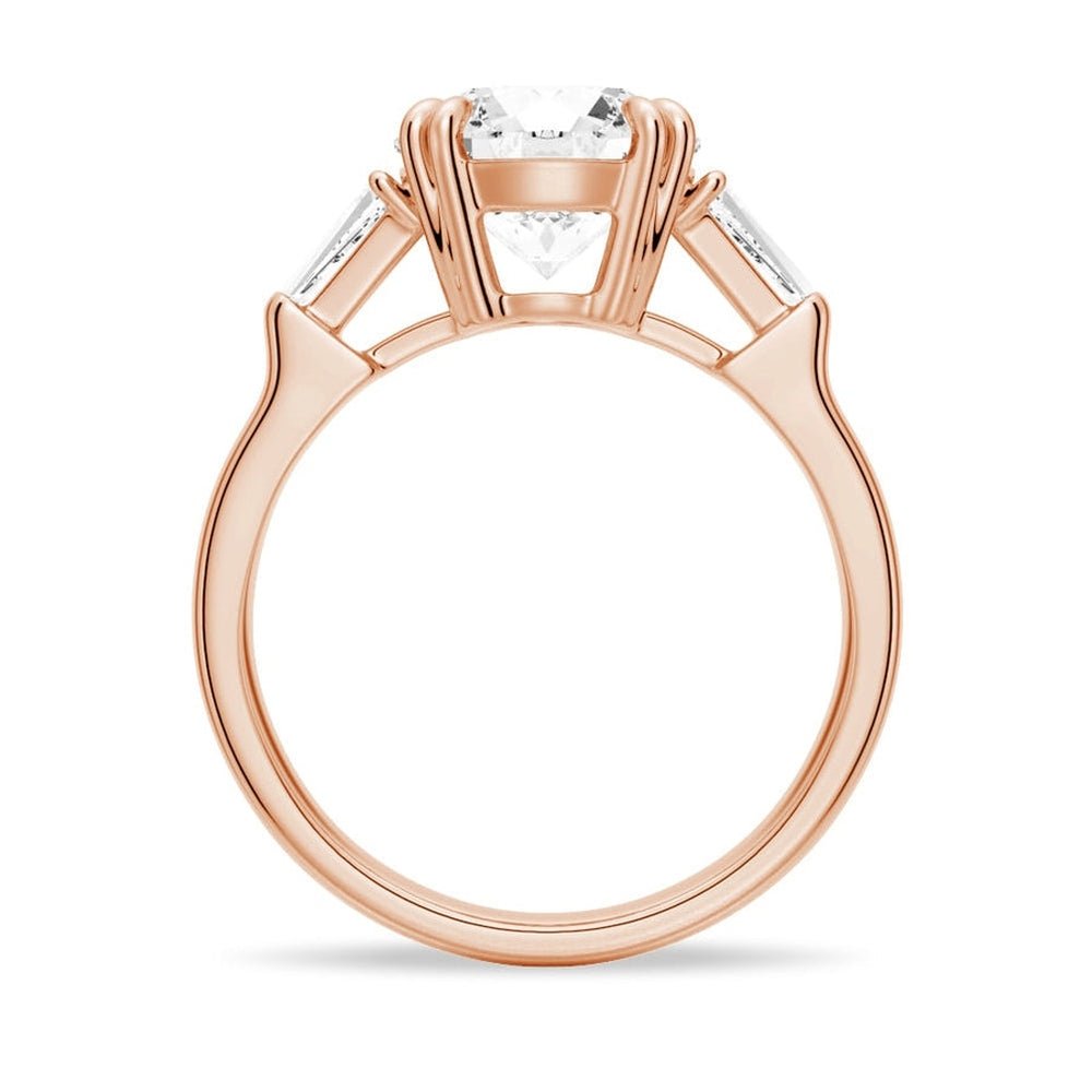 Double Prong Lab Grown Diamond Engagement Ring with Tapered Baguette Stones - TAYLOR KOM_10K Rose Gold