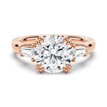 Double Prong Lab Grown Diamond Engagement Ring with Tapered Baguette Stones - TAYLOR KOM_10K Rose Gold