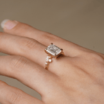 Elegant Emerald Cut Moissanite Engagement Ring - TAYLOR KOM_925 Sterling Silver