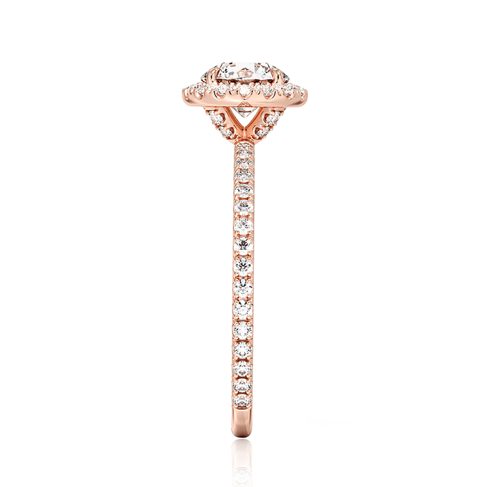 Four Prong Oval Cut Diamond Halo Lab Grown Diamond Engagement Ring - TAYLOR KOM_10K Rose Gold