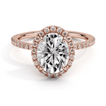 Four Prong Oval Cut Diamond Halo Lab Grown Diamond Engagement Ring - TAYLOR KOM_10K Rose Gold