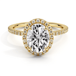 Four Prong Oval Cut Diamond Halo Lab Grown Diamond Engagement Ring - TAYLOR KOM_10K Yellow Gold