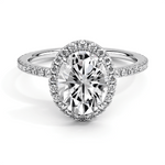Four Prong Oval Cut Diamond Halo Lab Grown Diamond Engagement Ring - TAYLOR KOM_10K White Gold