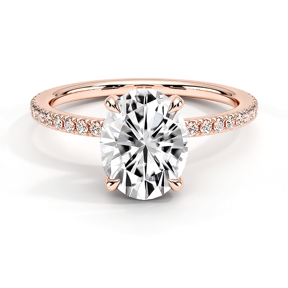 Four Prong Oval Shaped Lab Grown Diamond Engagement Ring With Hidden Halo - TAYLOR KOM_10K Rose Gold