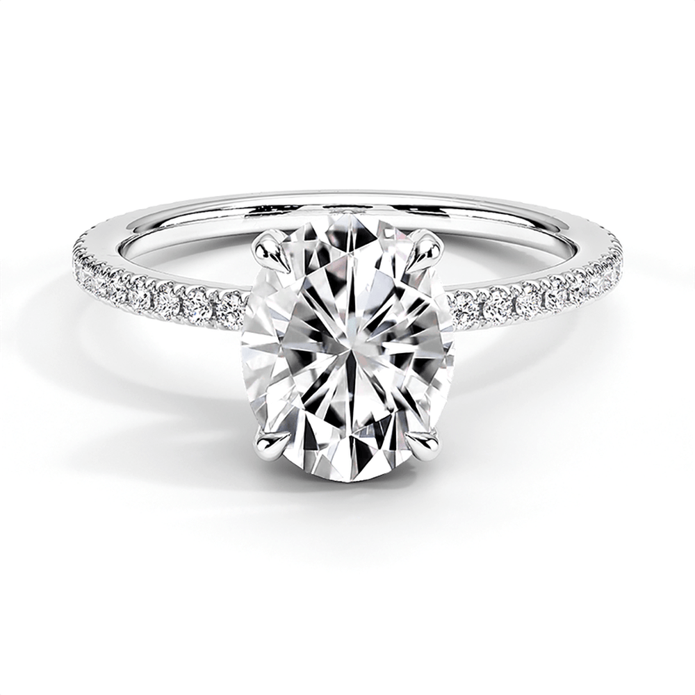 Four Prong Oval Shaped Lab Grown Diamond Engagement Ring With Hidden Halo - TAYLOR KOM_10K White Gold