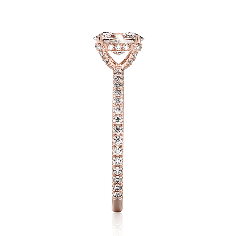 Four Prong Oval Shaped Lab Grown Diamond Engagement Ring With Hidden Halo - TAYLOR KOM_10K Rose Gold
