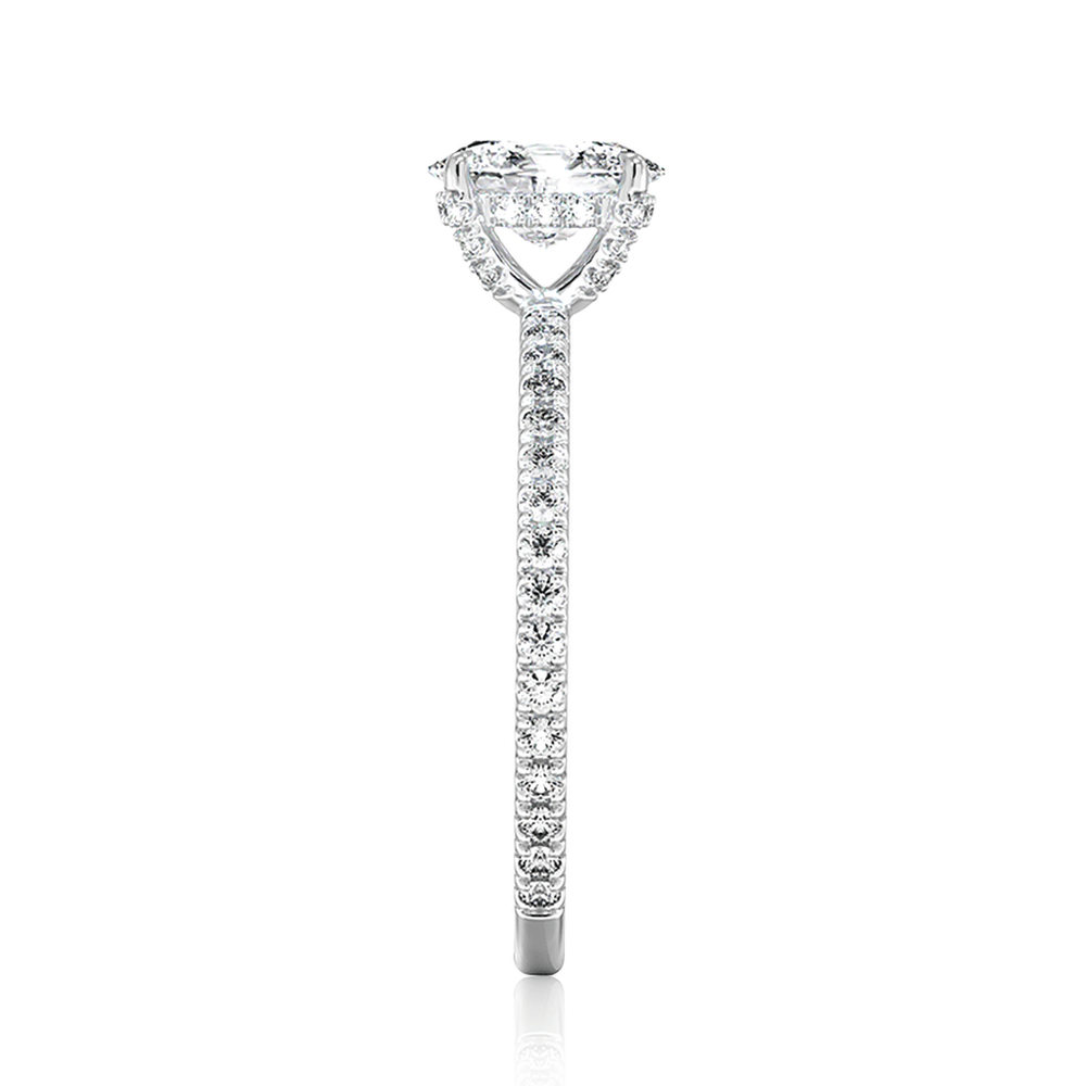 Four Prong Oval Shaped Lab Grown Diamond Engagement Ring With Hidden Halo - TAYLOR KOM_10K Rose Gold