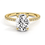 Four Prong Oval Shaped Lab Grown Diamond Engagement Ring With Hidden Halo - TAYLOR KOM_10K Yellow Gold