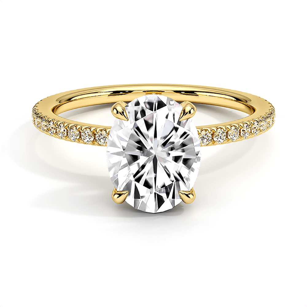 Four Prong Oval Shaped Lab Grown Diamond Engagement Ring With Hidden Halo - TAYLOR KOM_10K Yellow Gold